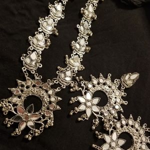 Indian silver necklace and earings